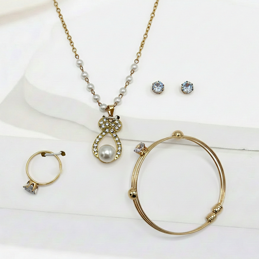 Pearl & Zirconia Jewelry Set