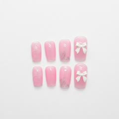 Pink Glitter Press-On Nails