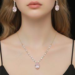 Pink Oval Crystal Set