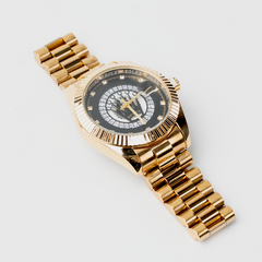 Gold-Tone Black Dial Watch