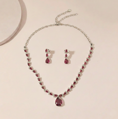 Ruby Teardrop Jewelry Set