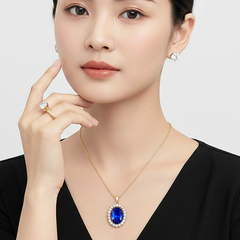 Sapphire & CZ Jewelry Set