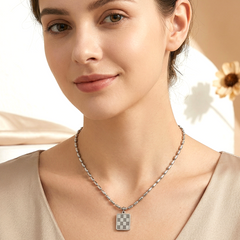 Silver Checkered Pendant