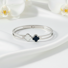 Silver Contrast Cleef Duo Bangle