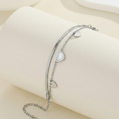 Silver Heart Layered Bracelet