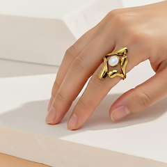 Silver White Gemstone Ring