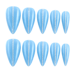 Sky Blue Stripe Press-On Nails