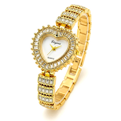 White Dial Heart Crystal Watch