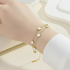 White Disc Layer Bracelet