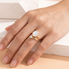 White Oval Bypass Ring
