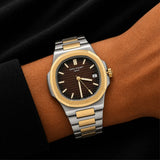 Two-Tone Burgundy Dial Watch