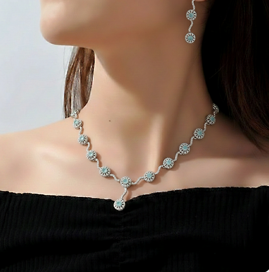 Aqua Flower Jewelry Set