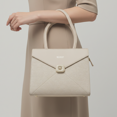 Beige Structured Handbag