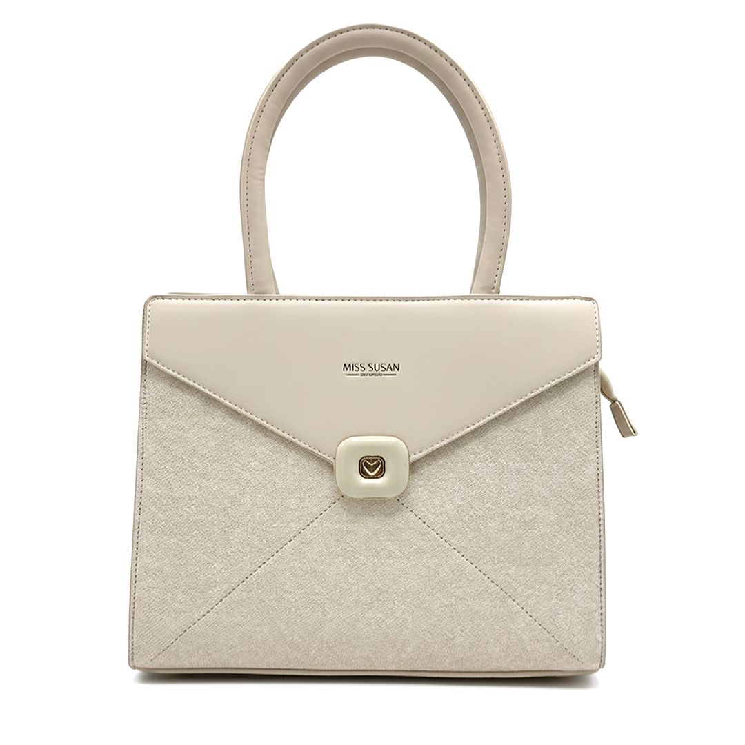 Beige Structured Handbag