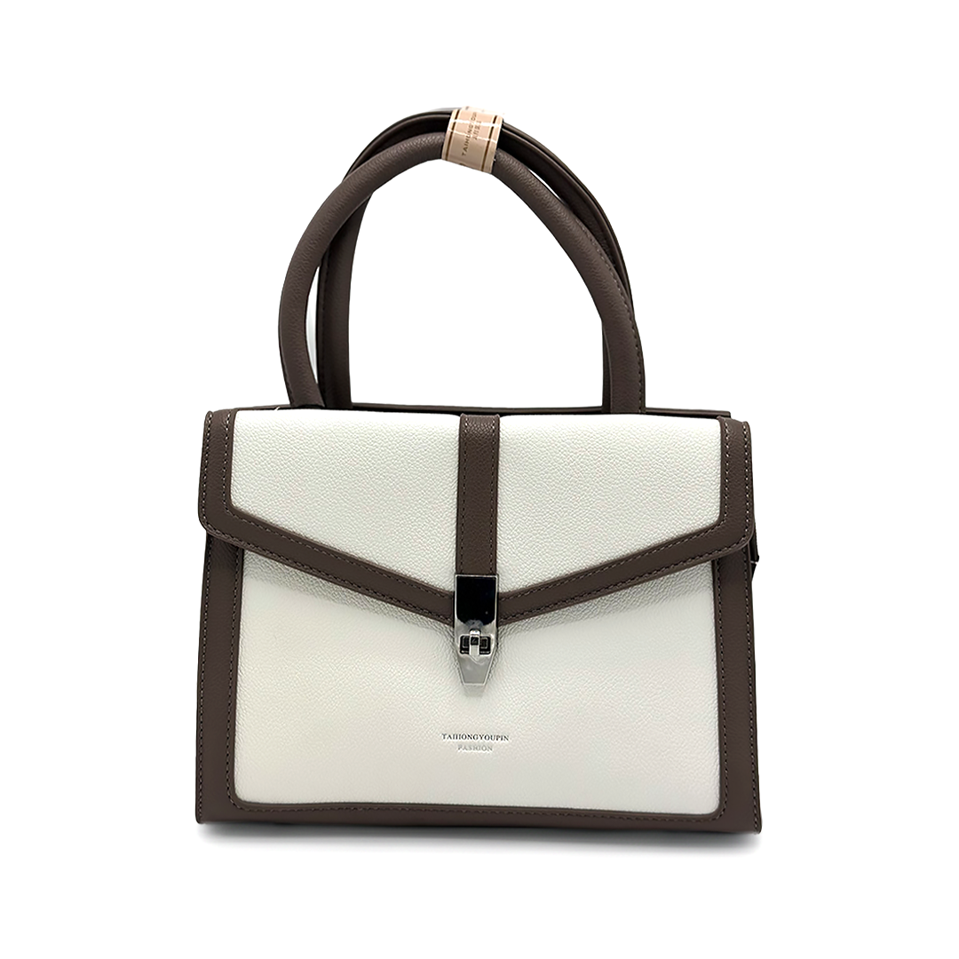 Two-Tone Faux Leather Satchel
