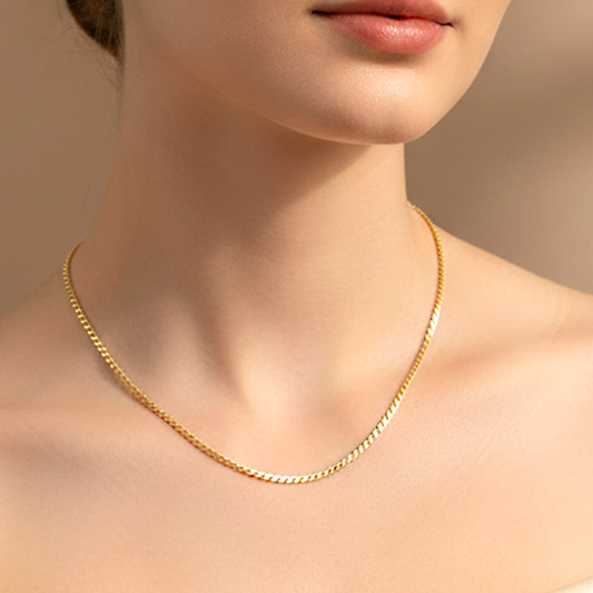 Gold Flat Locket Chain