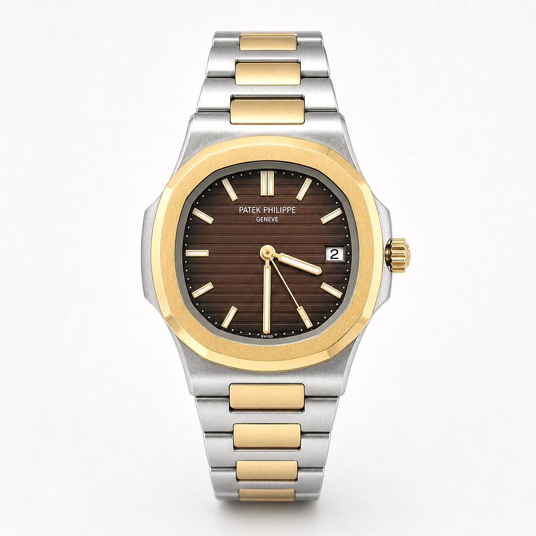Two-Tone Burgundy Dial Watch