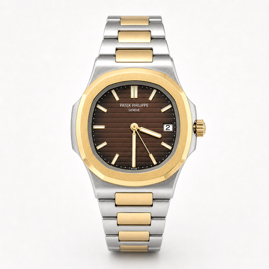 Two-Tone Burgundy Dial Watch