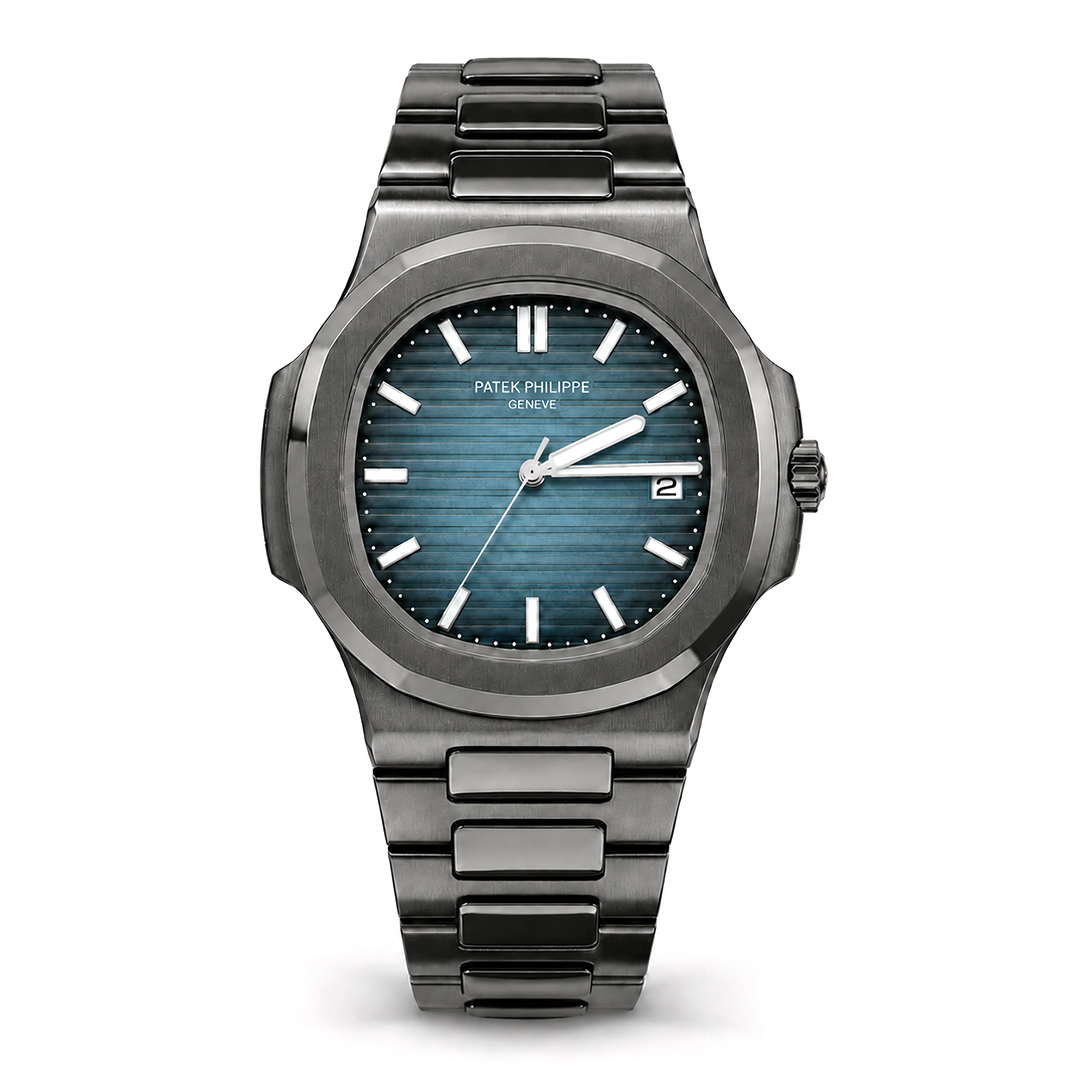 Blue Gradient Dial Dark Grey Watch