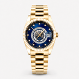 Gold-Tone Blue Dial Watch