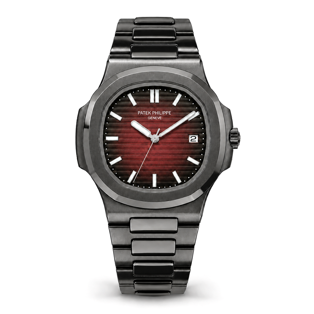 Burgundy Dial Dark Grey Watch