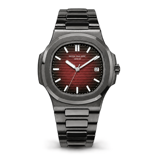 Burgundy Dial Dark Grey Watch