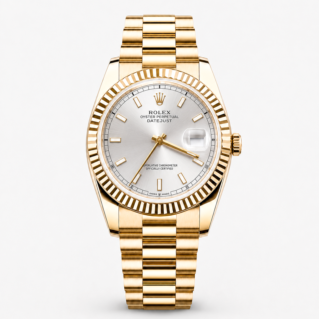 Gold-Tone Silver Dial Watch