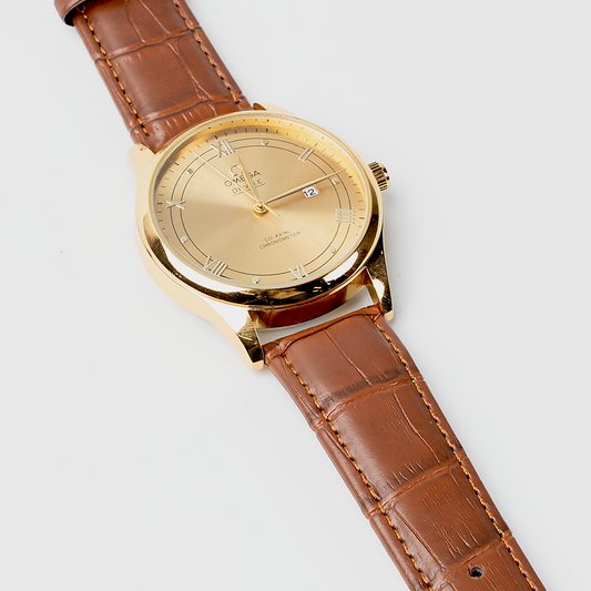 Omega – Gold Brown Leather
