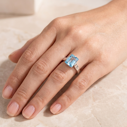 Azure Solitaire Ring