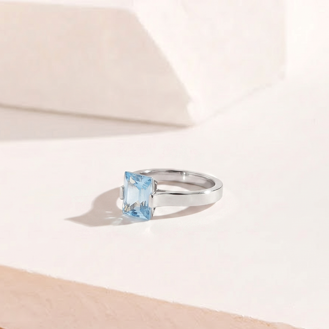 Azure Solitaire Ring