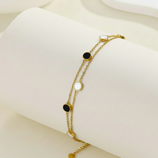 Bicolor Disc Layered Bracelet
