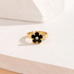 Black Bloom Adjustable Ring