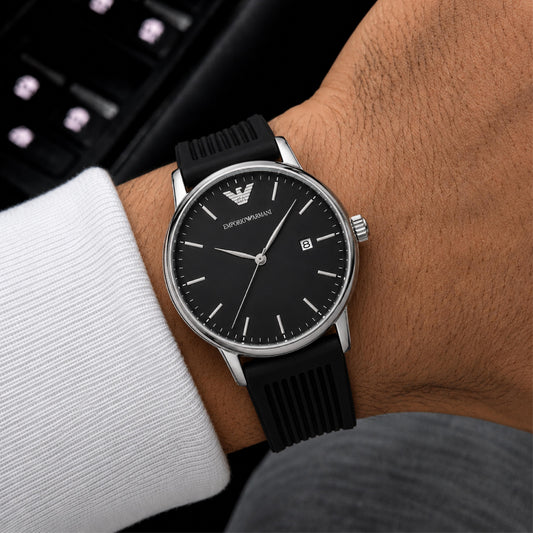 Black Dial Silicone Strap Watch