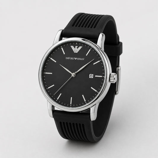 Black Dial Silicone Strap Watch