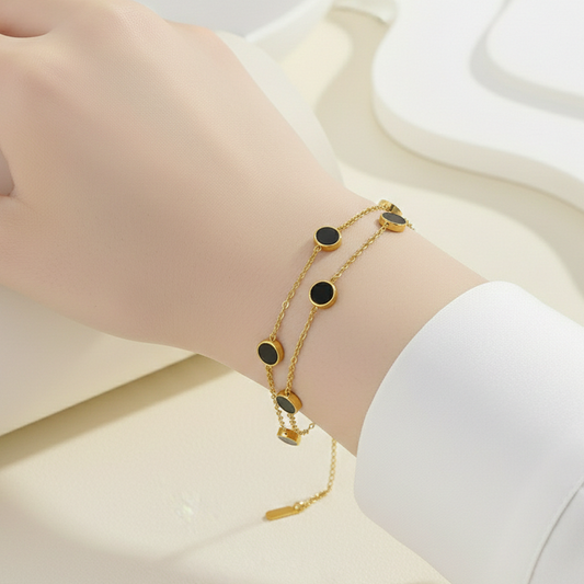 Bicolor Disc Layered Bracelet
