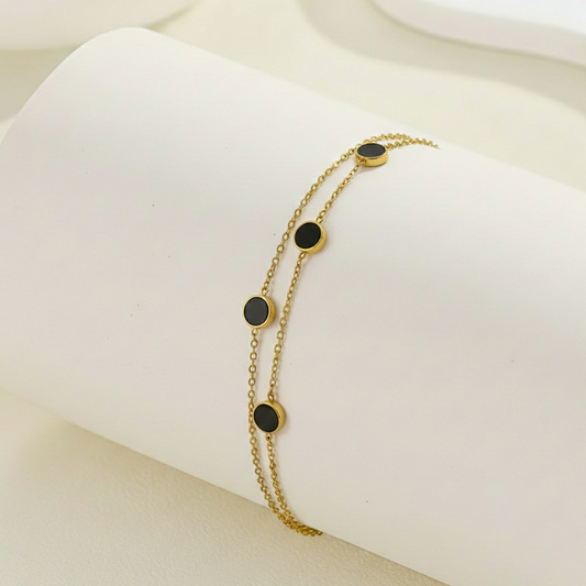 Black Disc Layer Bracelet