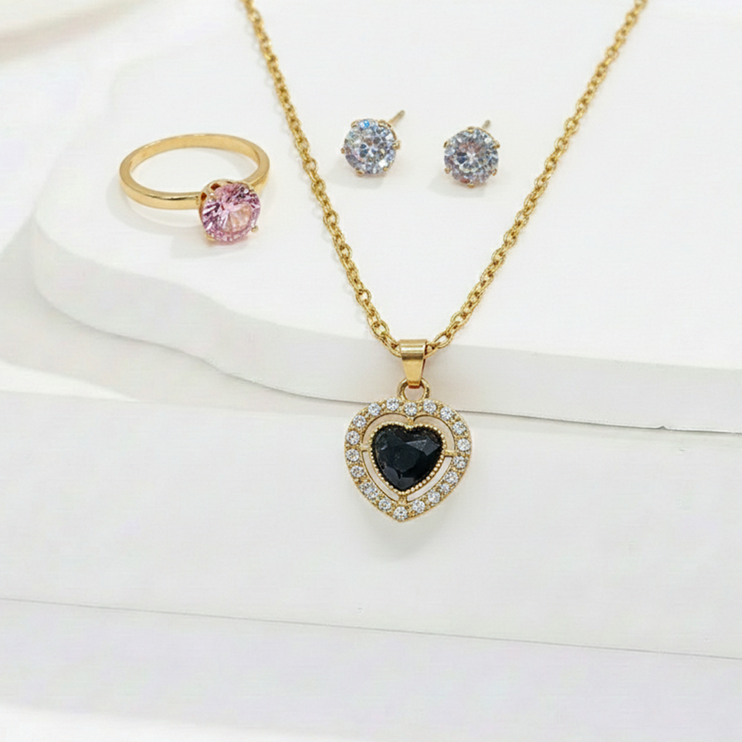 Black Heart Jewelry Set