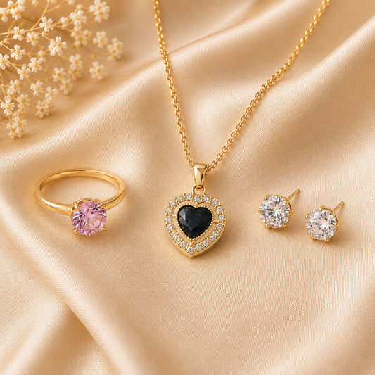 Black Heart Jewelry Set