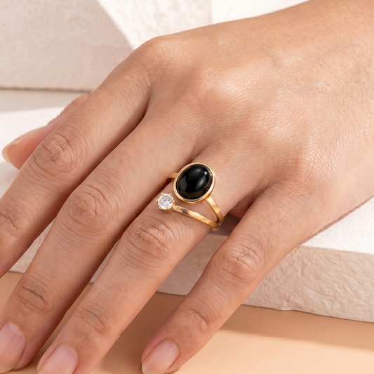 Black Oval Bypass Ring