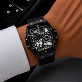 Black Skeleton Dial Watch