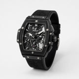 Black Skeleton Dial Watch