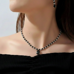 Black Teardrop Jewelry Set