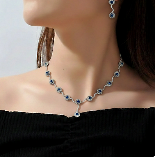 Blue Floral Jewelry Set