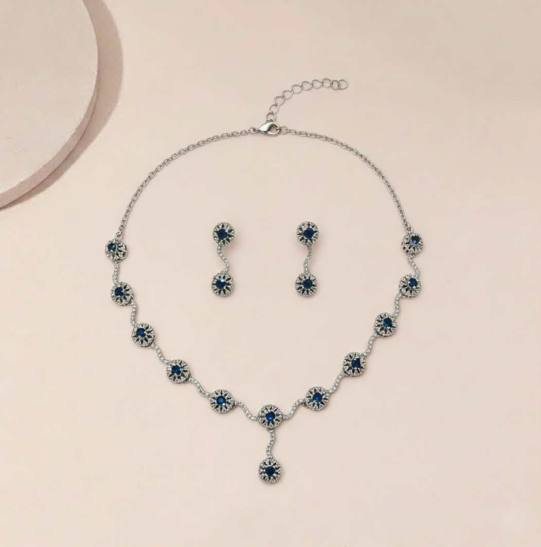 Blue Floral Jewelry Set