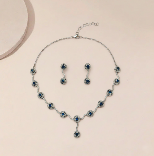 Blue Floral Jewelry Set