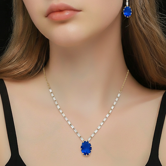 Blue Oval Gemstone Set