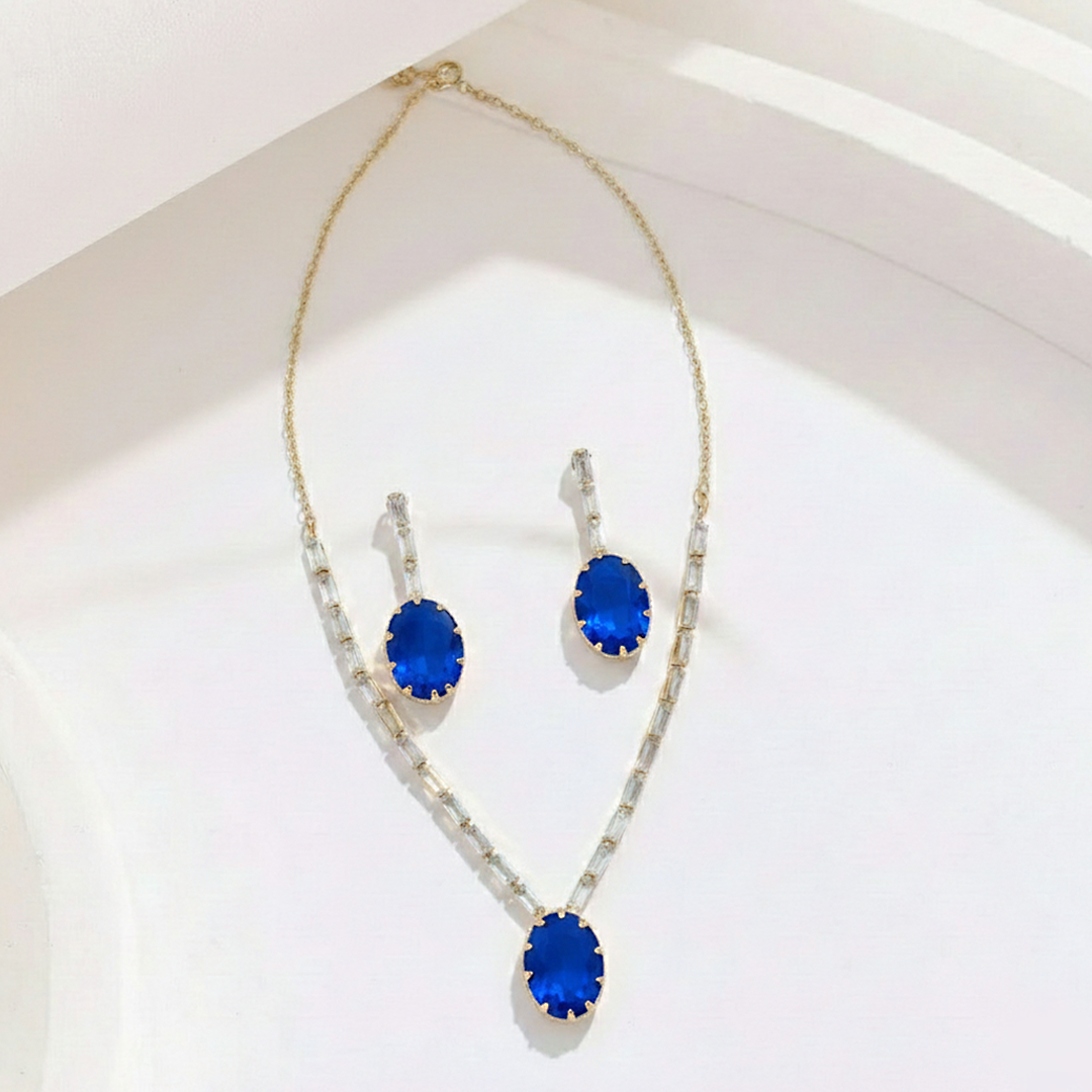 Blue Oval Gemstone Set