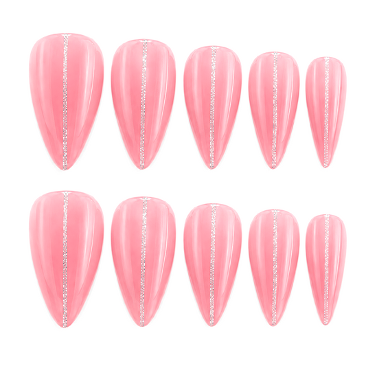 Blush Pink Stripe Press-On Nails
