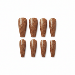 Bronze Glitter Coffin Press-On Nails