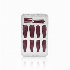 Brown Glitter Coffin Press-On Nails